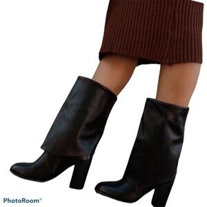 Nine West vintage Black Heeled ankle leather  boots Sz 9.5